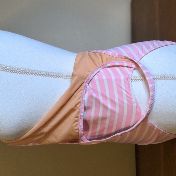 Preppy J.CREW One-piece Coastal PINK & WHITE Stripe Swim Suit - Picture 6 of 12